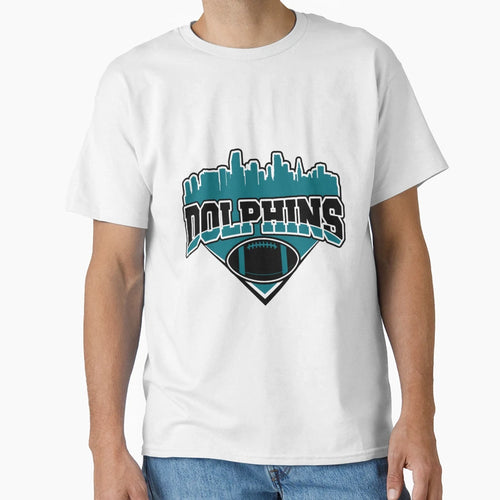 Dolphins Football Skyline Football T-Shirt - Trendy Graphic for Adults - T-Shirt, Sweatshirt, Hoodie