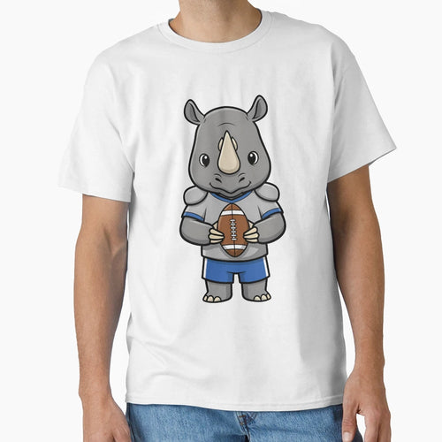 Rhino Football Player Mascot T-Shirt - Streetwear Style for Adults - T-Shirt, Sweatshirt, Hoodie