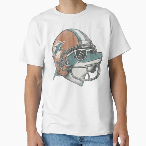 Miami Dolphins Miami Football Mascot T-Shirt - Minimalist Print Men Women - T-Shirt, Sweatshirt, Hoodie