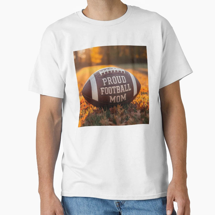 Proud Football Mom Fall Leaves And T-Shirt - Aesthetic Graphic for Adults - T-Shirt, Sweatshirt, Hoodie