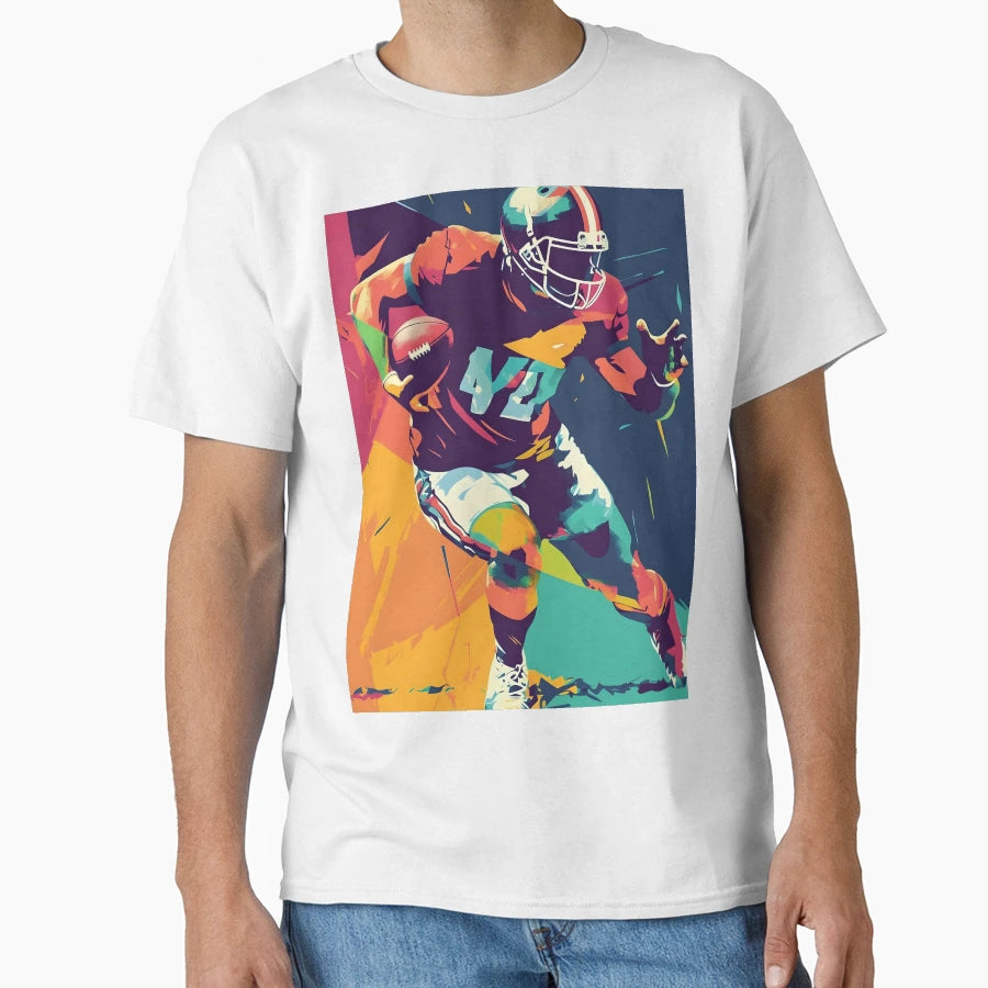 Vibrant Pop Art Football Player T-Shirt - Casual Everyday Wear for Adults - T-Shirt, Sweatshirt, Hoodie