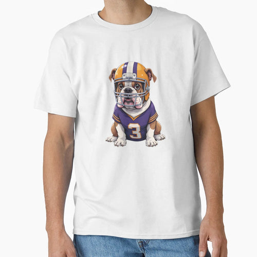 Bulldog Football Mascot Jersey T-Shirt - Novelty Apparel for Adults - T-Shirt, Sweatshirt, Hoodie