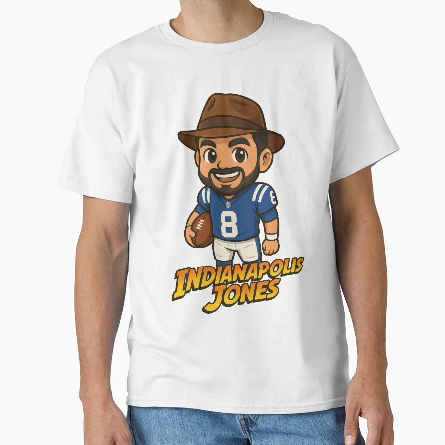 Indianapolis Jones Chibi Football T-Shirt - Fun Novelty Design for Adults - T-Shirt, Sweatshirt, Hoodie