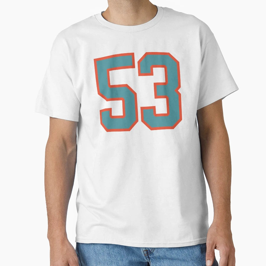 53 Number Aqua Orange Lucky Sports T-Shirt - Aesthetic Graphic Unisex - T-Shirt, Sweatshirt, Hoodie