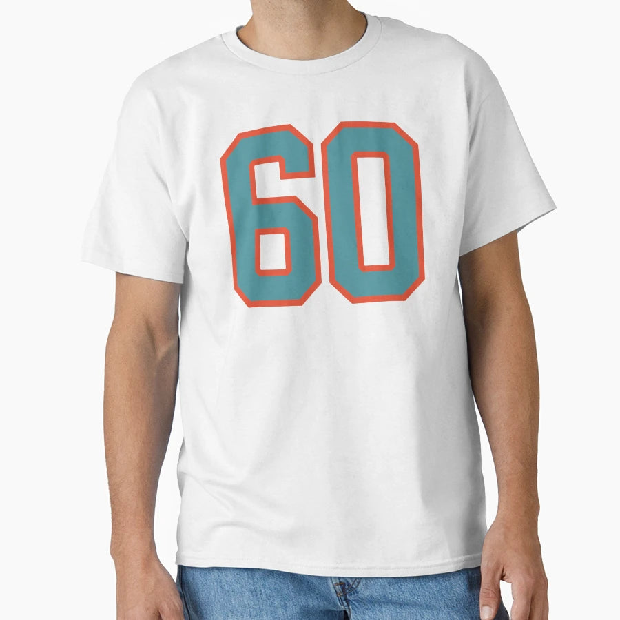 60 Number Aqua Orange Lucky Sports T-Shirt - Minimalist Print for Adults - T-Shirt, Sweatshirt, Hoodie