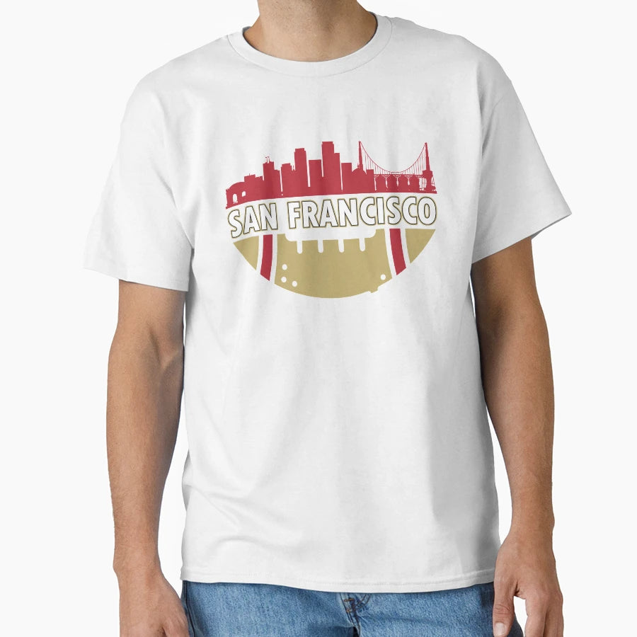 San Francisco Skyline Football Ball T-Shirt - Aesthetic Graphic Unisex - T-Shirt, Sweatshirt, Hoodie