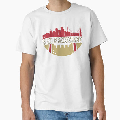 San Francisco Skyline Football Ball T-Shirt - Aesthetic Graphic Unisex - T-Shirt, Sweatshirt, Hoodie
