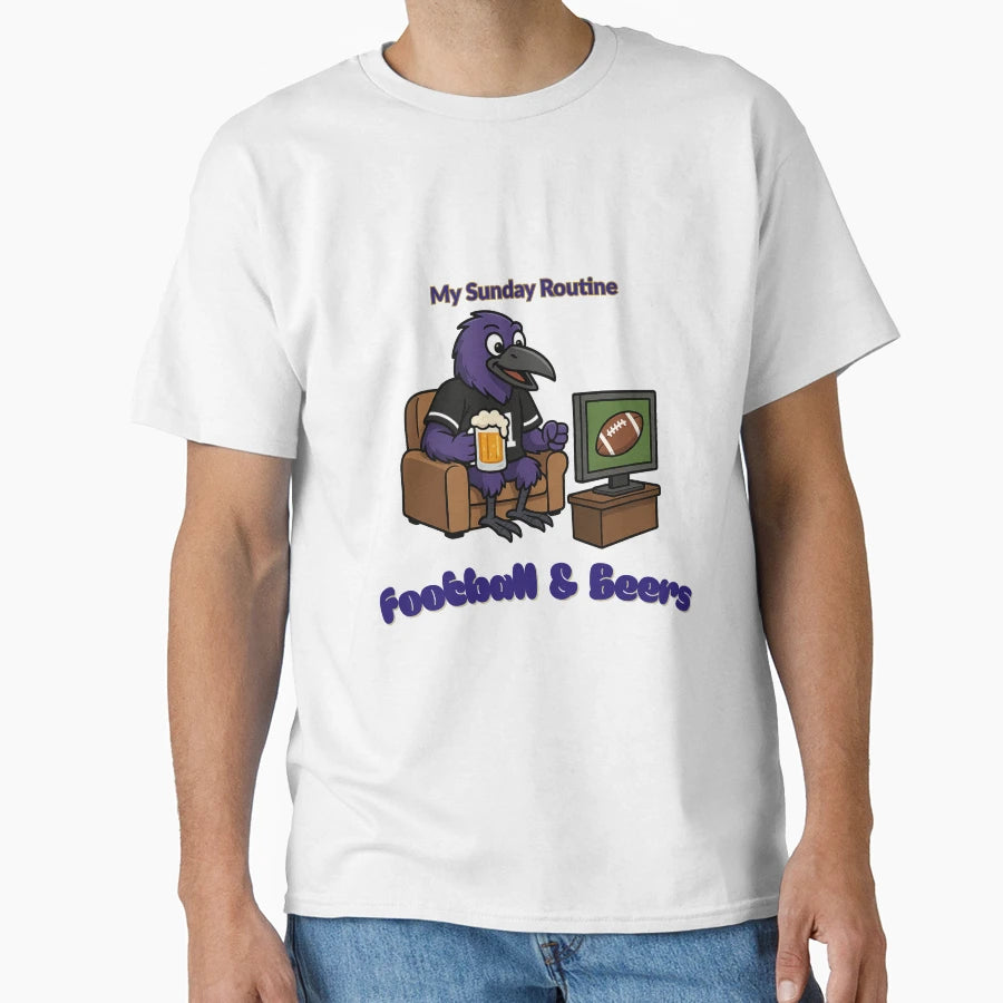 Funny Ravens Cartoon My Sunday Routine Hoodie - Streetwear Style Unisex - T-Shirt, Sweatshirt, Hoodie