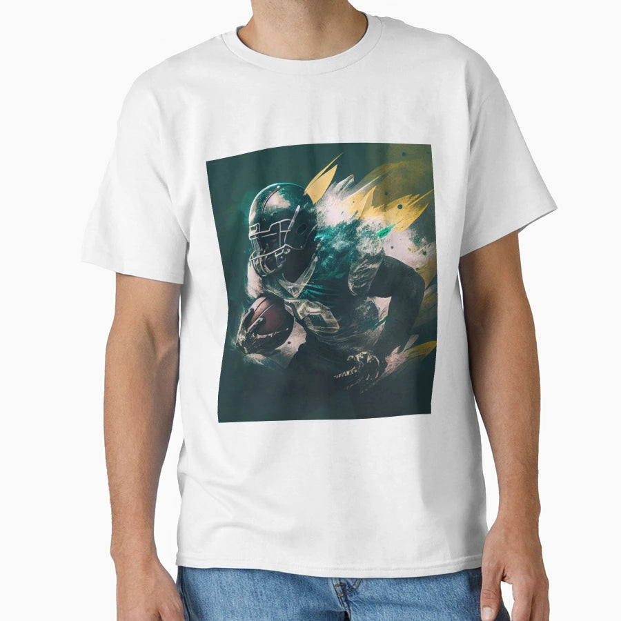 Dynamic American Football Player T-Shirt - Graphic Print for Adults - T-Shirt, Sweatshirt, Hoodie