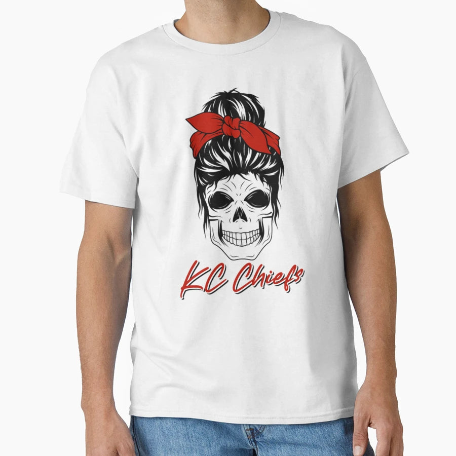 Kansas City Chiefs Skull T-Shirt - Fun Novelty Design for Adults - T-Shirt, Sweatshirt, Hoodie