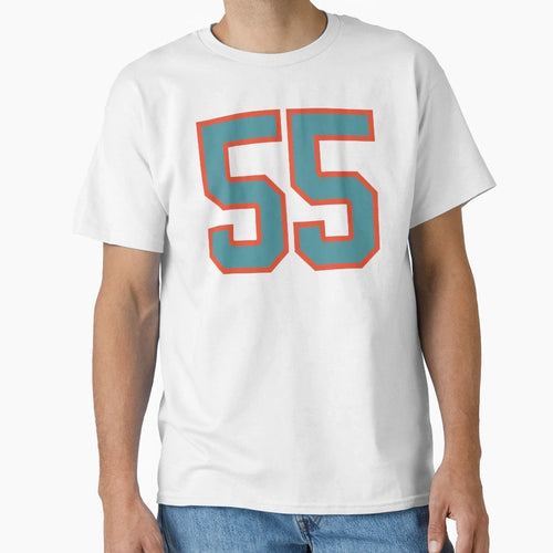 55 Number Aqua Orange Lucky Sports Fifty T-Shirt - Graphic Print Unisex - T-Shirt, Sweatshirt, Hoodie