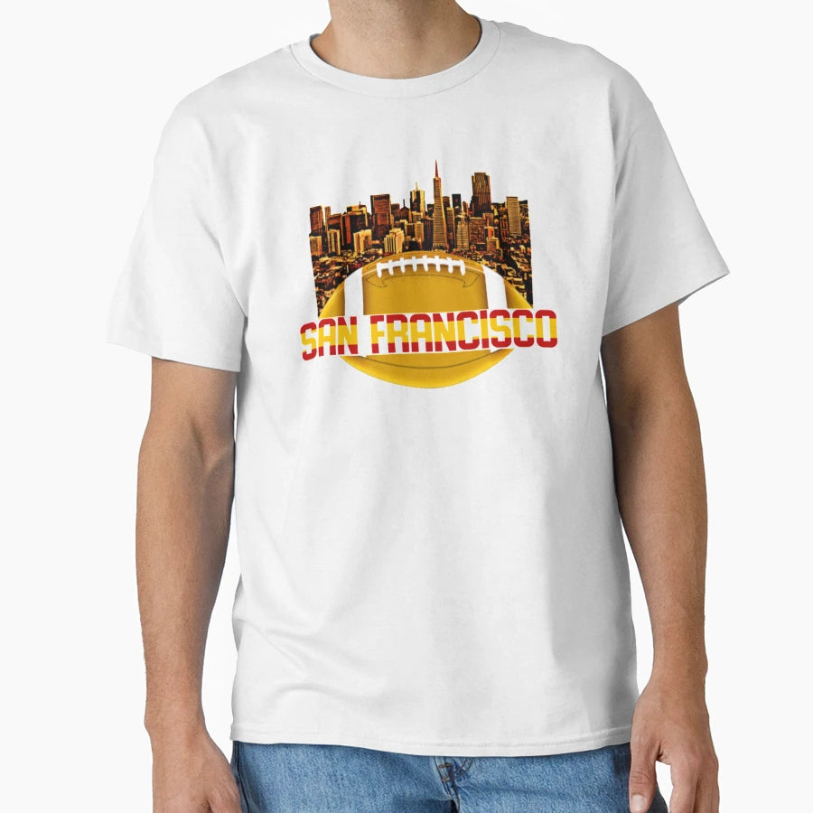San Francisco Skyline Red Gold T-Shirt - Novelty Apparel Unisex - T-Shirt, Sweatshirt, Hoodie