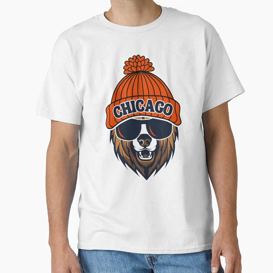 Chicago Bear Beanie T-Shirt - Aesthetic Graphic for Adults - T-Shirt, Sweatshirt, Hoodie