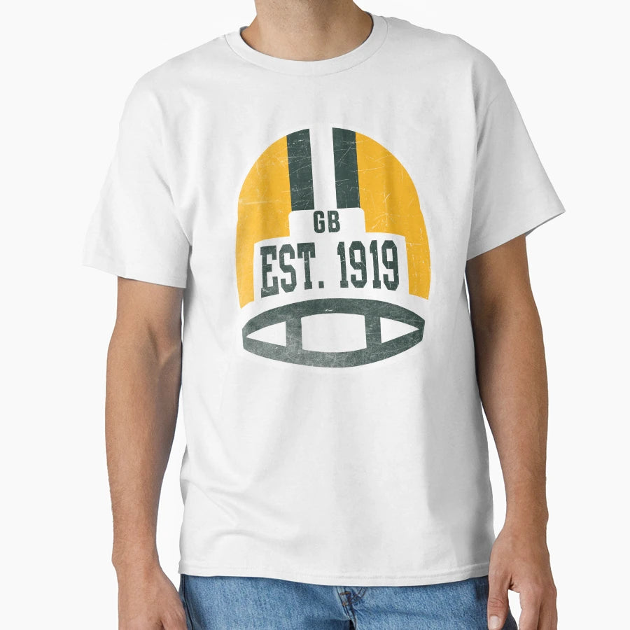 Green Bay Throwback Football Helmet T-Shirt - Unique Graphic for Adults - T-Shirt, Sweatshirt, Hoodie
