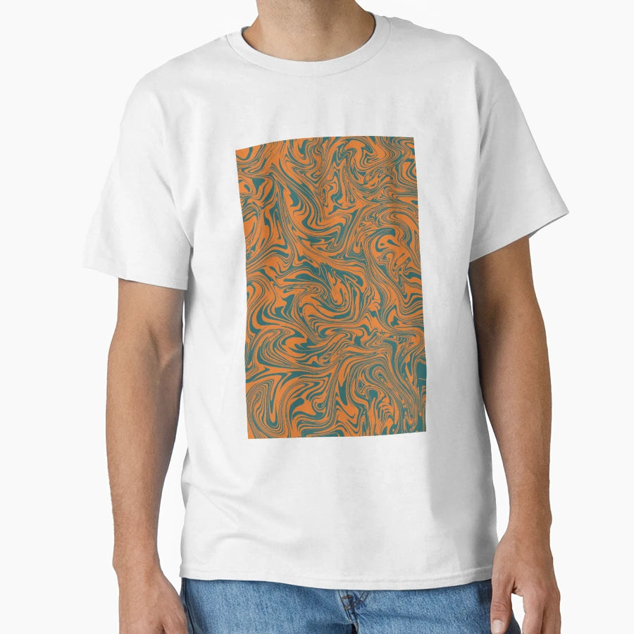 Orange And Turquoise Swirl T-Shirt - Minimalist Print Unisex - T-Shirt, Sweatshirt, Hoodie