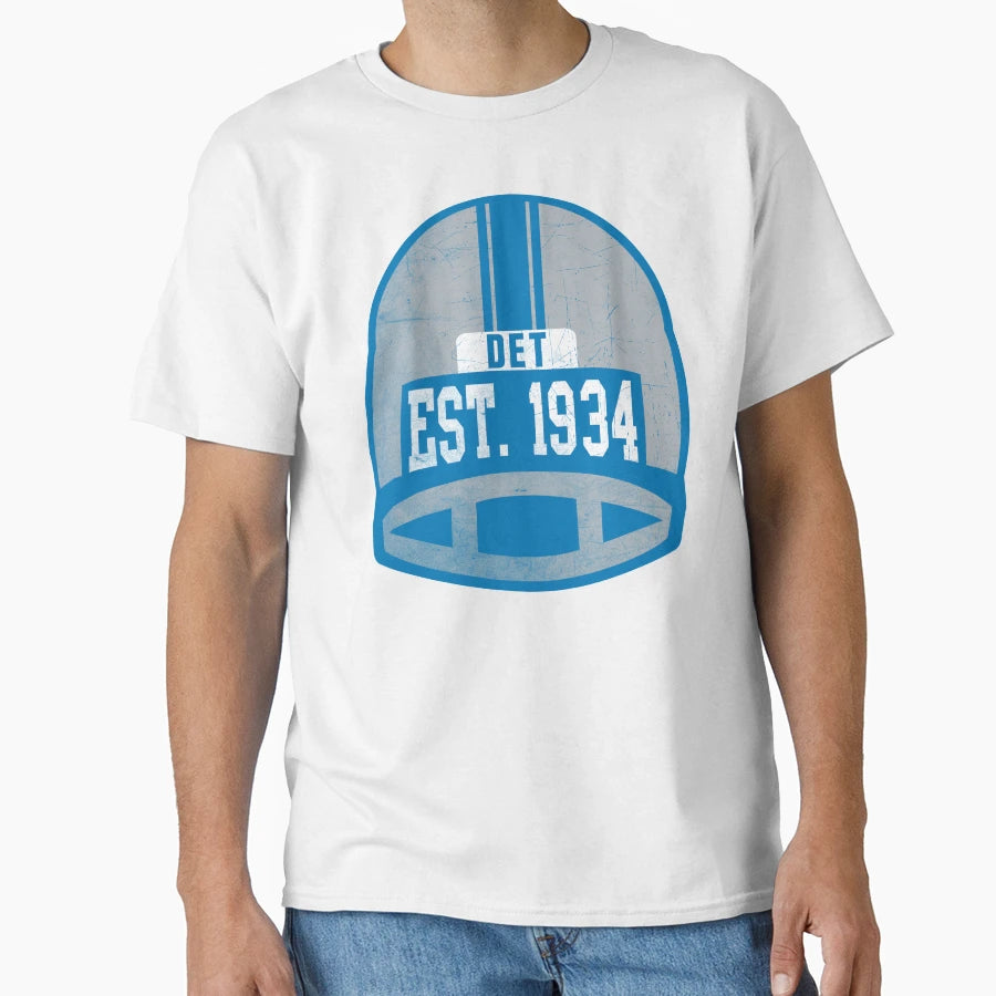 Detroit Throwback Football Helmet T-Shirt - Minimalist Print for Adults - T-Shirt, Sweatshirt, Hoodie