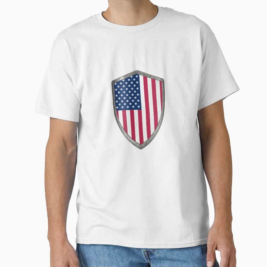 Shield Flag Usa America United State T-Shirt - Aesthetic Graphic Unisex - T-Shirt, Sweatshirt, Hoodie