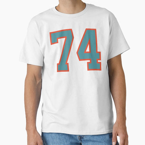 74 Number Aqua Orange Lucky Sports T-Shirt - Minimalist Print Unisex - T-Shirt, Sweatshirt, Hoodie