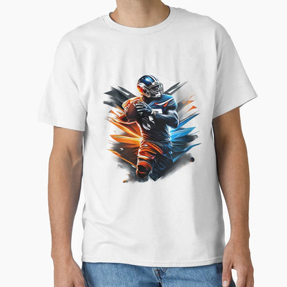 Football Player Holding Football T-Shirt - Casual Everyday Wear Men Women - T-Shirt, Sweatshirt, Hoodie