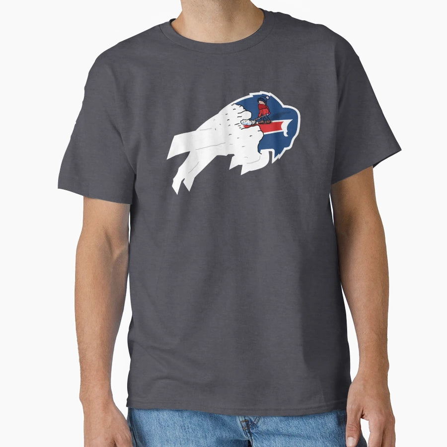 Snowstorm Buffalo Bills Logo Blue Red T-Shirt - Custom Art Print Men Women - T-Shirt, Sweatshirt, Hoodie