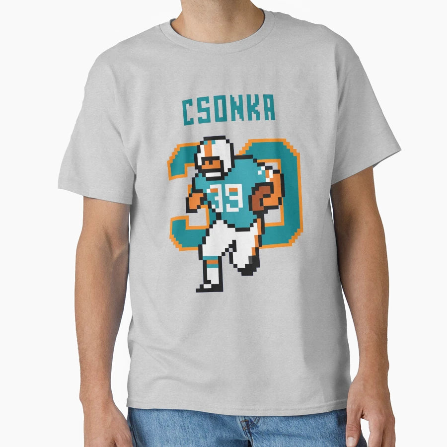 Larry Csonka 39 Pixel Art Miami Teal T-Shirt - Graphic Print Men Women - T-Shirt, Sweatshirt, Hoodie