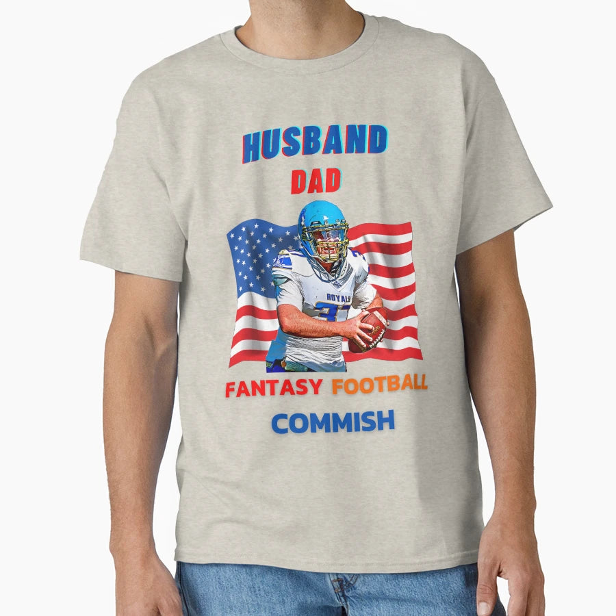 Husband Dad Fantasy Football Commish T-Shirt - Custom Art Print for Adults - T-Shirt, Sweatshirt, Hoodie