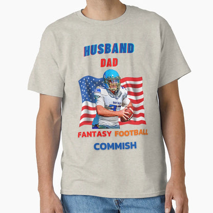 Husband Dad Fantasy Football Commish T-Shirt - Custom Art Print for Adults - T-Shirt, Sweatshirt, Hoodie