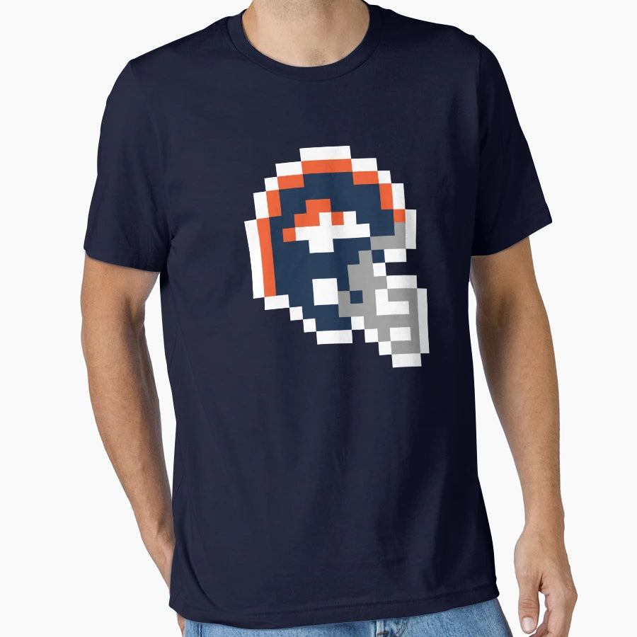 Denver Broncos 8 Bit Football Helmet T-Shirt - Graphic Print for Adults - T-Shirt, Sweatshirt, Hoodie