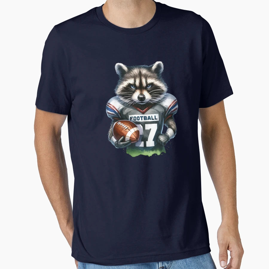Raccoon Amarican Football T-Shirt - Novelty Apparel for Adults - T-Shirt, Sweatshirt, Hoodie