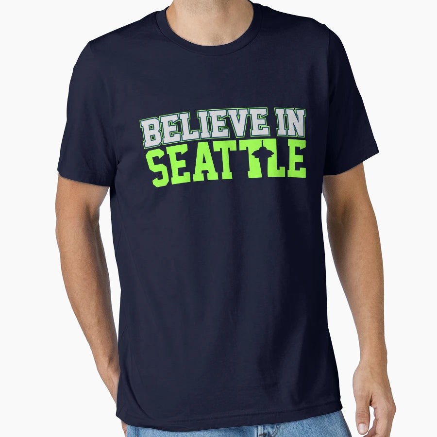 Victrs Believe Seattle T-Shirt - Minimalist Print Men Women - T-Shirt, Sweatshirt, Hoodie