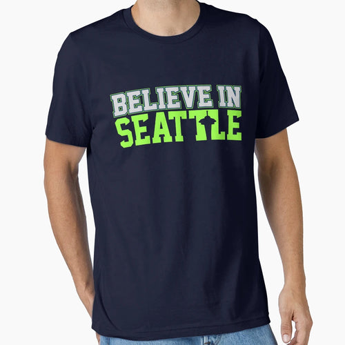 Victrs Believe Seattle T-Shirt - Minimalist Print Men Women - T-Shirt, Sweatshirt, Hoodie