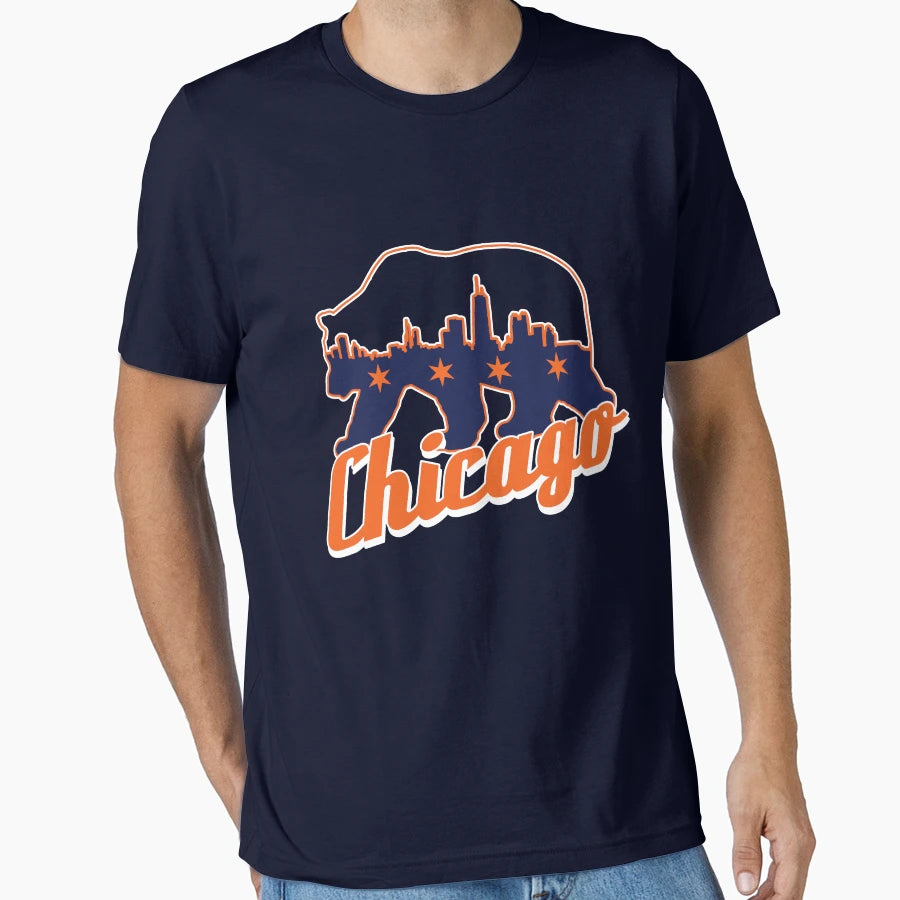 Chi Bear Chicago Skyline Chicago Flag T-Shirt - Custom Art Print for Adults - T-Shirt, Sweatshirt, Hoodie