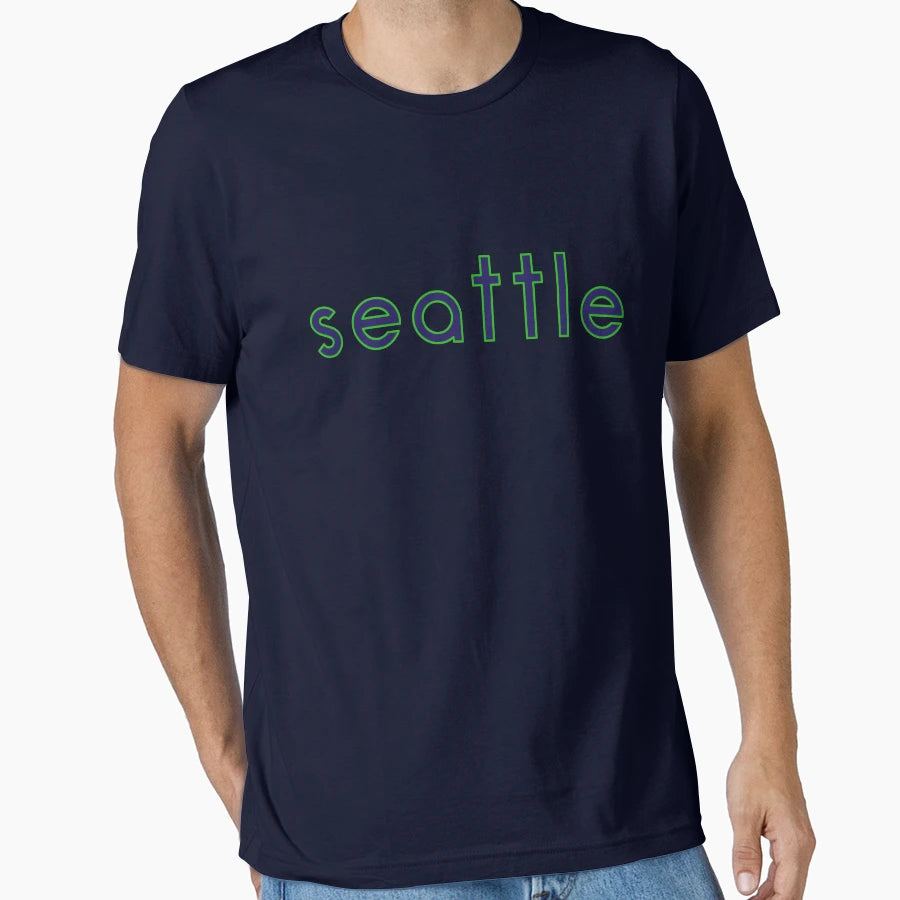 Seattle Washington Logo And T-Shirt - Custom Art Print Men Women - T-Shirt, Sweatshirt, Hoodie