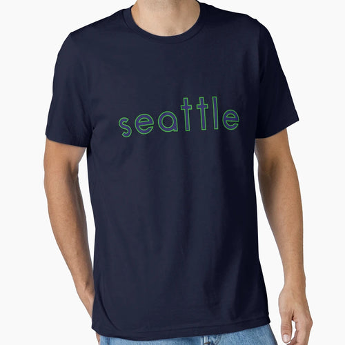 Seattle Washington Logo And T-Shirt - Custom Art Print Men Women - T-Shirt, Sweatshirt, Hoodie
