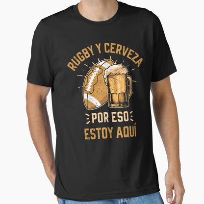 Rugby Y Cerveza Funny Rugby Rugby T-Shirt - Custom Art Print Men Women - T-Shirt, Sweatshirt, Hoodie