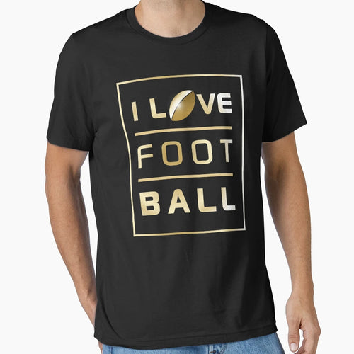I Love Football Gold Metallic T-Shirt - Aesthetic Graphic Unisex - T-Shirt, Sweatshirt, Hoodie