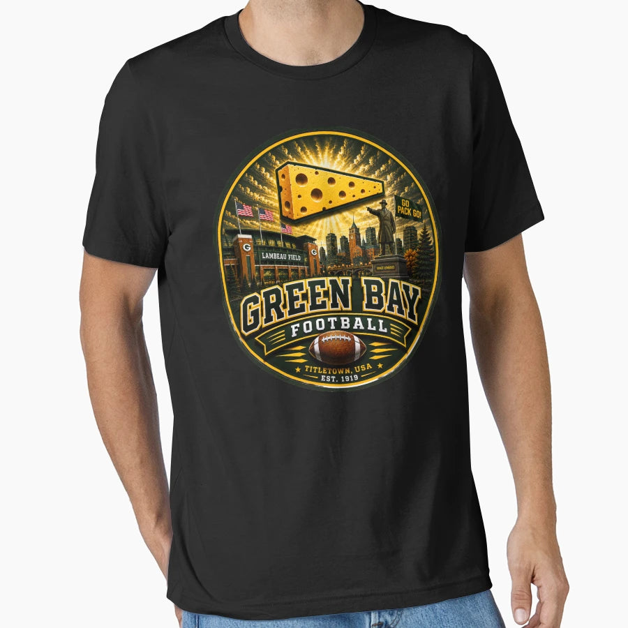 Green Bay Football Sports Emblem T-Shirt - Casual Everyday Wear Men Women - T-Shirt, Sweatshirt, Hoodie