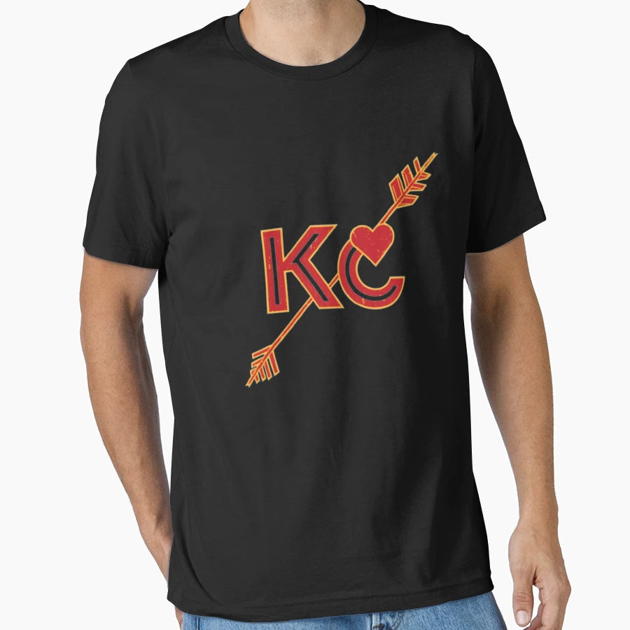 Kc Red Yellow Heart Kansas City T-Shirt - Aesthetic Graphic Unisex - T-Shirt, Sweatshirt, Hoodie