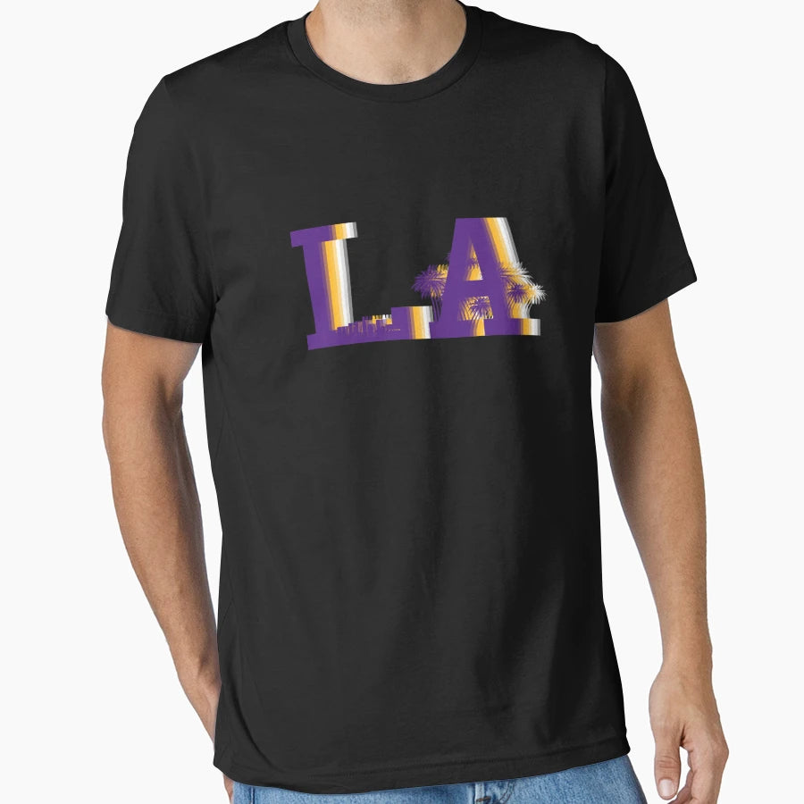 Los Angeles Purple Gold City Blur T-Shirt - Graphic Print Unisex - T-Shirt, Sweatshirt, Hoodie