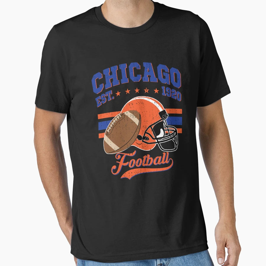 Chicago Football T-Shirt - Custom Art Print Unisex - T-Shirt, Sweatshirt, Hoodie