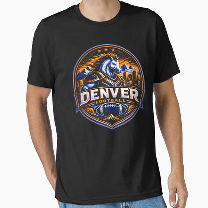 Denver Football Mountain Skyline T-Shirt - Casual Everyday Wear Unisex - T-Shirt, Sweatshirt, Hoodie