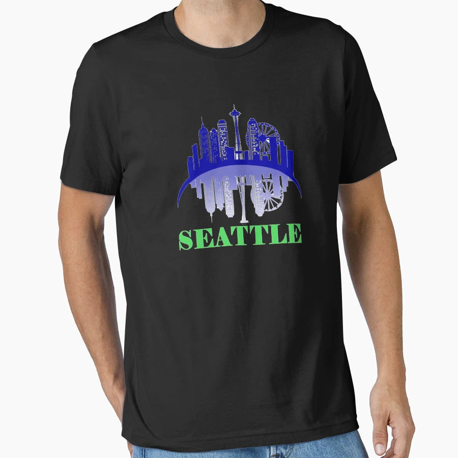 Seattle Washington Skyline 3 T-Shirt - Trendy Graphic for Adults - T-Shirt, Sweatshirt, Hoodie