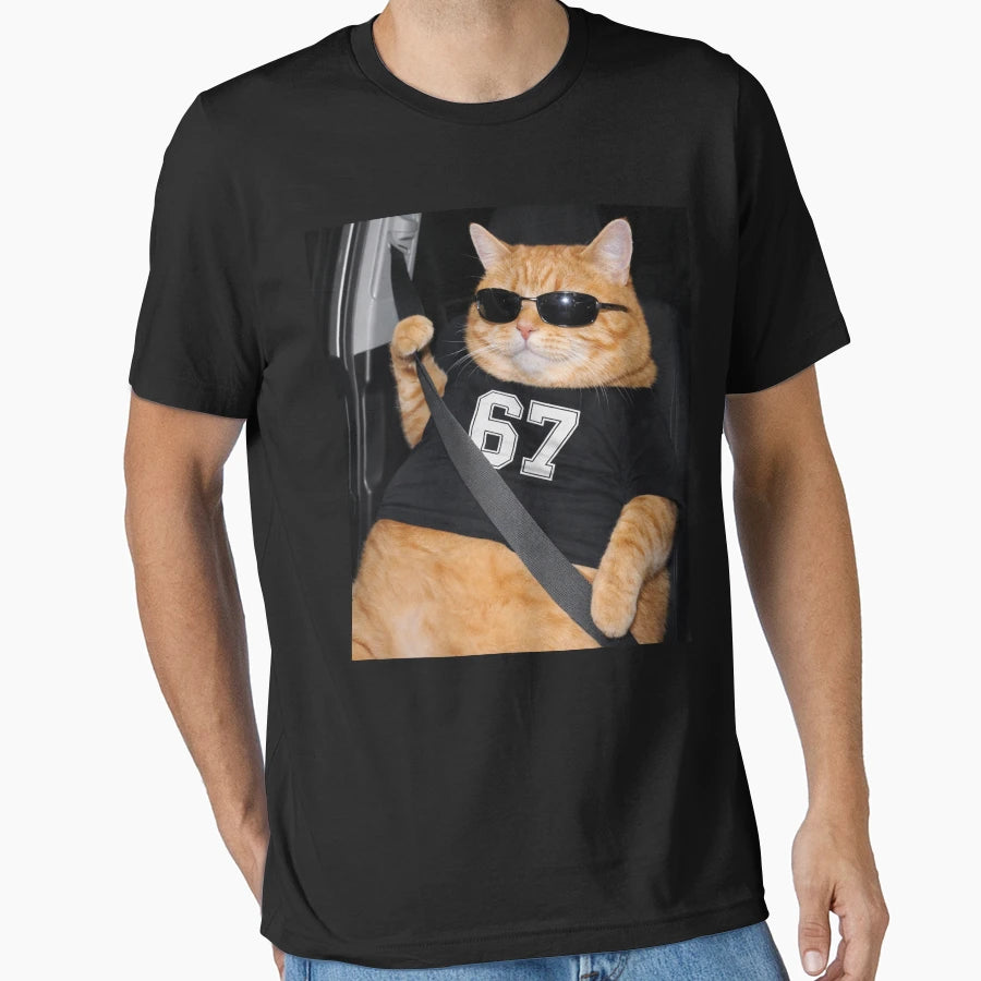 Funny Six Seven 6 7 Meme 67 Cat Wearing T-Shirt - Graphic Print for Adults - T-Shirt, Sweatshirt, Hoodie