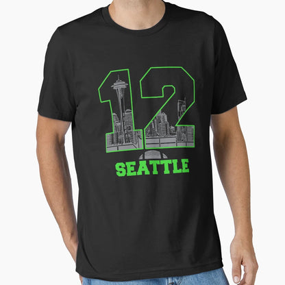 12 Seattle American Football T-Shirt - Novelty Apparel for Adults - T-Shirt, Sweatshirt, Hoodie