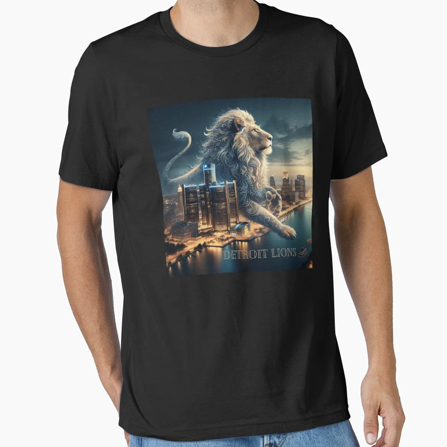 Detroit Lion T-Shirt - Graphic Print Unisex - T-Shirt, Sweatshirt, Hoodie