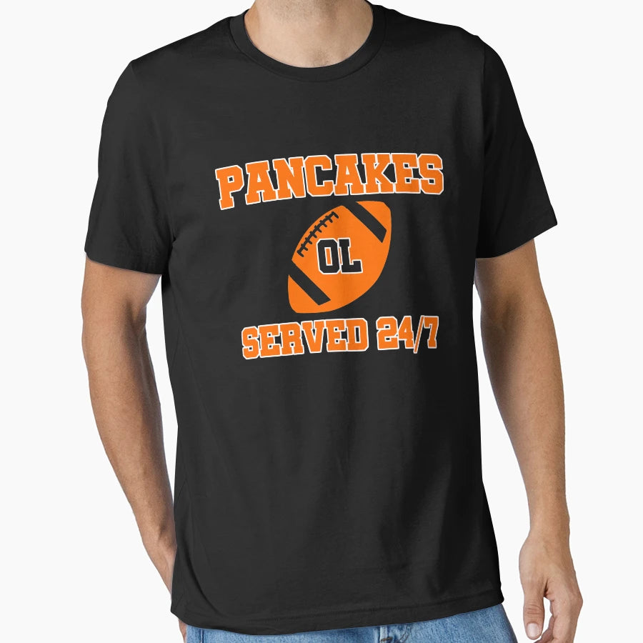 Pancakes Served 24 7 American Football T-Shirt - Graphic Print Unisex - T-Shirt, Sweatshirt, Hoodie