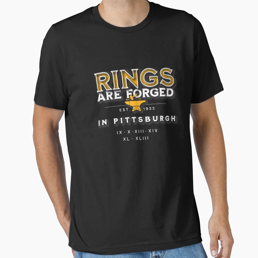 Rings Are Forged Pittsburgh T-Shirt - Novelty Apparel for Adults - T-Shirt, Sweatshirt, Hoodie