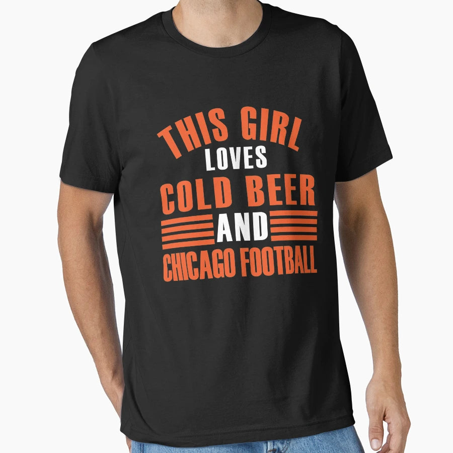 This Loves Cold Beer And Chicago T-Shirt - Aesthetic Graphic for Adults - T-Shirt, Sweatshirt, Hoodie