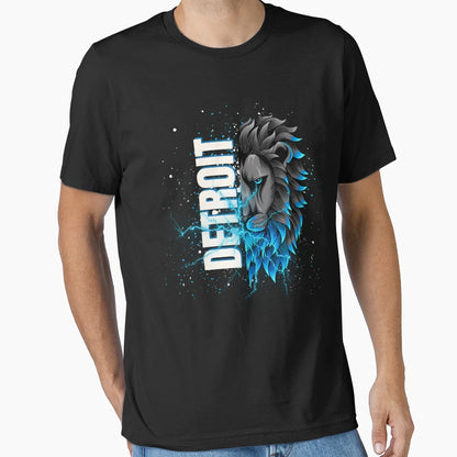 Detroit Lions Electric Blue Lion T-Shirt - Aesthetic Graphic Men Women - T-Shirt, Sweatshirt, Hoodie