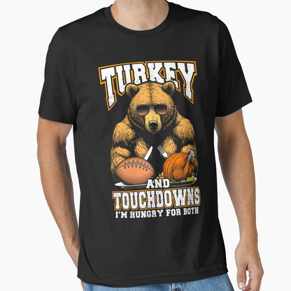 Turkey Touchdowns Funny Thanksgiving T-Shirt - Aesthetic Graphic Unisex - T-Shirt, Sweatshirt, Hoodie